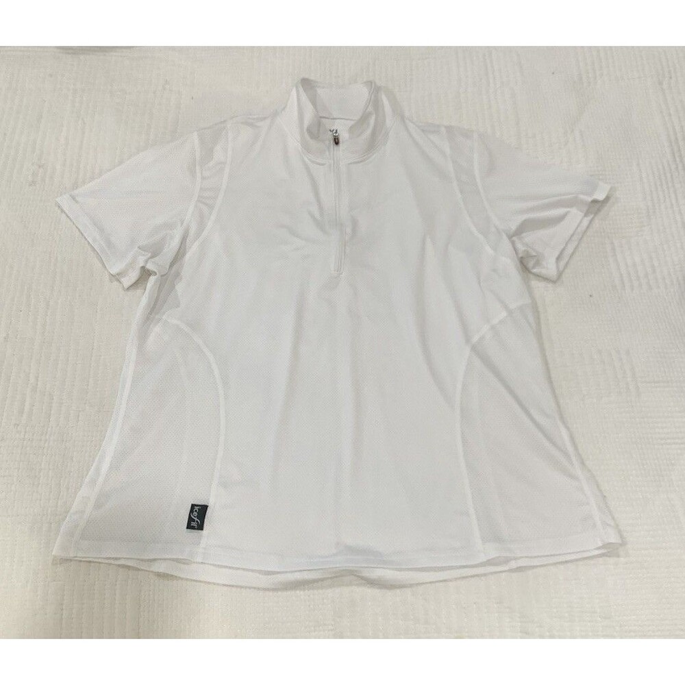 Kerrits Womens ICE FIL Short Sleeve Quarter Zip White Top Shirt XL Equestrian